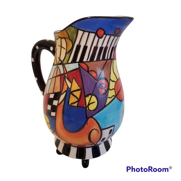 Studio Designworks Music Piano Instruments Colorful Whimsical Abstract Pitcher - Picture 4 of 8
